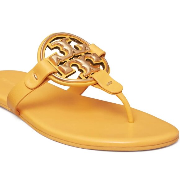 Tory Burch $248 Metal Miller Sandals Peachy Gold Flats 6.5 - Picture 5 of 12